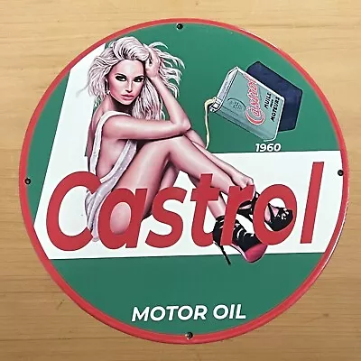 Vintage Castrol Motor Oil Porcelain Sign Gasoline Service Station Pump Plate Ad • $118.97