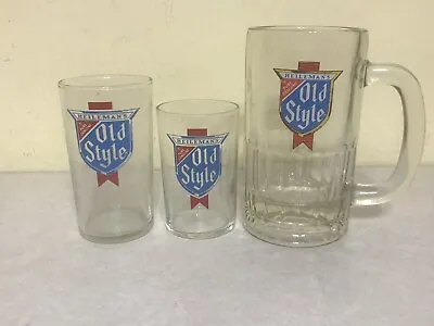 3 Vintage Heileman's Old Style Beer Mini Glasses  3-1/2  4-1/4  And 5.5  MUG • $24.99