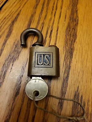 Vintage WWII Brass YALE Padlock Lock With  Key Marked US ( US ARMY )  • $29.99
