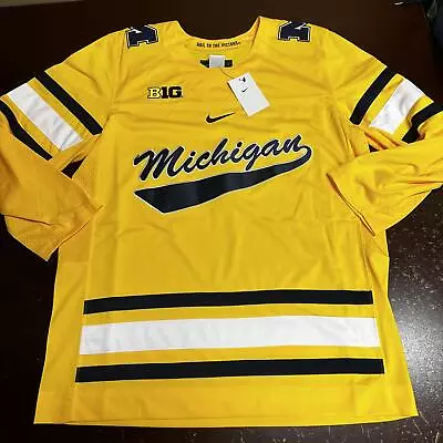 Michigan Wolverines Nike Hockey Jersey Blue Yellow Men’s Size XL  • $90