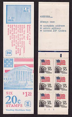 1981 FLAG Over Supreme Court Sc BK139 BOOKLET (1 Pane Sc 1896a) Plate Number 1 • $3.19