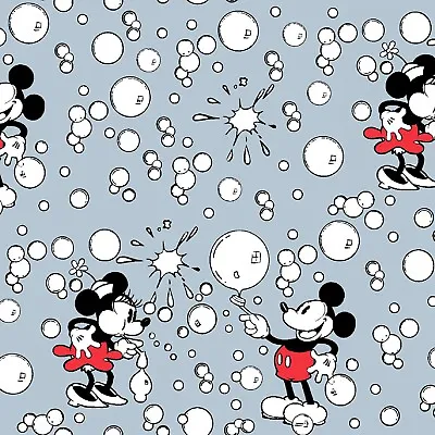 BTY Disney Mickey Minnie Vintage Bubbles Cotton Fabric By The Yard • $9.95