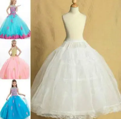 2 Hoop Pettiskirt For Wedding Flower Girl Petticoat Underskirt  Child 2-14 Years • £10.79