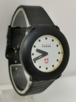 Vtg 1980s Magic Touch System LGS Quartz 35mm Black Watch Spares Ellesse? Ref 668 • $4.98