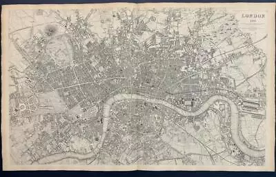 London England 1843 S.d.u.k. Large Antique Original Steel Engraved City Map • $20.50