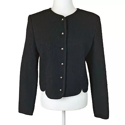 Vintage Cornwall Women's Pure Virgin Wool Short Jacket Fits Like 8/10 Black • $29.99