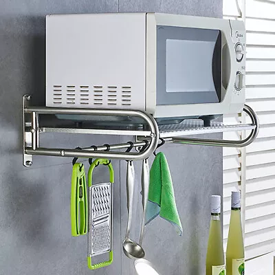 UK Wall-Mounted Microwave Oven Rack Stand Kitchen Office Pantry Organizer Shelf • £35