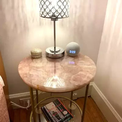 Pink Rose Quartz Bedside &Coffee Table Top Trendy Crystal Accents For Home Decor • $389