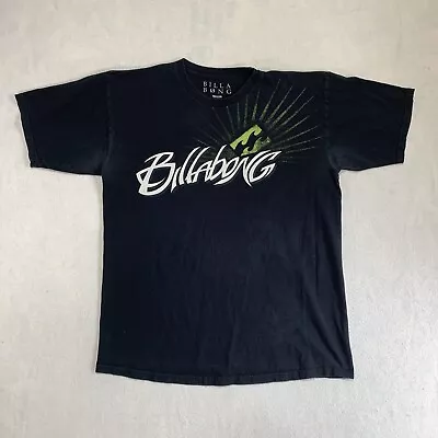 Billabong T Shirt Mens Large Black Surf Spell Put Logo Short Sleeve 100% Cotton • $9.74