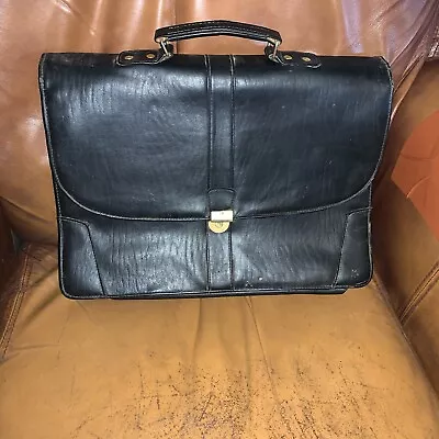 Vintage Avenues America Multi-Compartment Black Leather Briefcase 18x12” Expand • $12