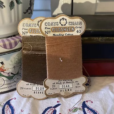 Vintage Coats Filosheen Brown Mending Cotton Thread X 2 Packs • £4.99