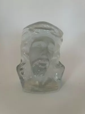 Vintage Viking Art Glass Jesus Bust Frosted & Clear Figure Heavy With Maker Tag • $12.71