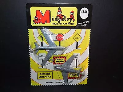 MIDGETOY VINTAGE DIE-CAST 2 AIRPLANES NEW ON CARD - USAF - NOS - Free Ship • $41.95