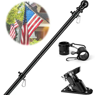 Stainless Steel Flag Pole Kit Garden Yard Truck Outdoor US Flagpole Holder 6FT • $16.45