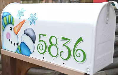 Mailbox Magnet (Partial Cover) Snowman With Address Numbers Snowflakes Mail Box • $18.95