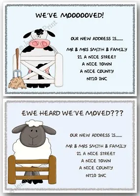 Personalised Change Of Address Moving House Cards New Home Cow Or Sheep Farm X10 • £3.85