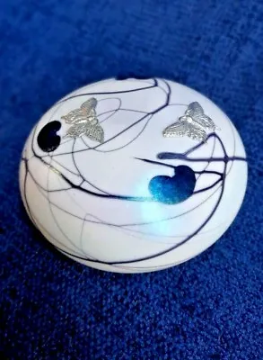 £45 • Buy Heron Glass Giant Lily Pad Pebble Paperweight Two Pewter Butterflies - Gift Box 