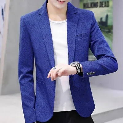 $91.99 • Buy Men Jackets One Button Long Sleeve Korean Slim Youth Casual Blazer Coats Outwear