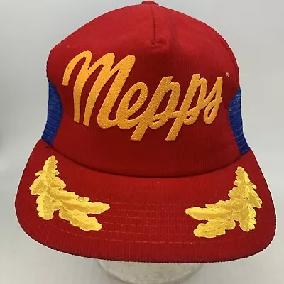 Vintage Mepps Fishing Lure Snapback Oak Leave Corduroy Snapback Trucker Hat USA • $29.99