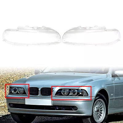 1 Pair Clear Front Headlight Replacement Lens Cover For BMW 5 Series E39 2001-03 • $61.17