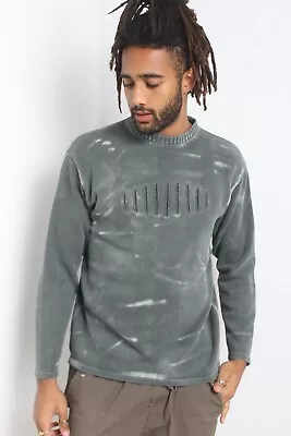 Vintage Y2K Acid Wash Sweater Jumper Grey - Size Medium M (W1U7) • £12.99