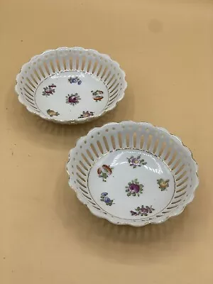 Mikori Ware Japan 10-sided Reticulated Floral 5’’ Small Bowl  Lot Of 2 • $15