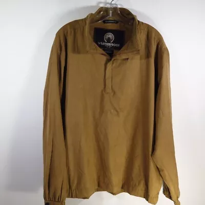 Weatherproof Brown Khaki Washable Micro Suede 1/4 Zip Pullover Jacket Size L • $21