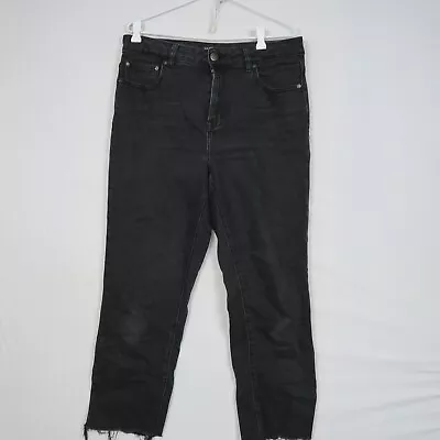 Decjuba Womens Jeans Size 14(AU) Or 32W 26L Black Straight Relaxed Distressed • $23.99