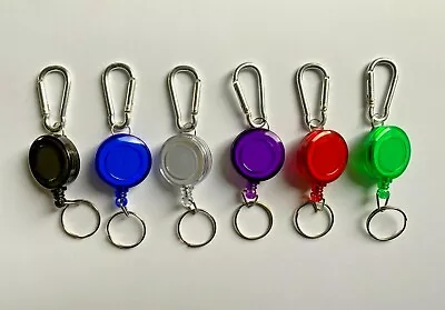 Retractable Extendable Keyring Extending Coil Stretch Pull Cord Spring Key Chain • £2.99