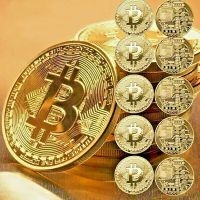 10 X Gold Bitcoin Commemorative 2023 New Collectors Gold Plated Bit Coin • $17.98