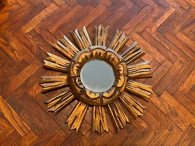 VINTAGE FRENCH Gold STARBURST MIRRORWood C.1930-40s • $865