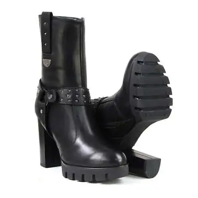 Milwaukee Leather  Women's Black Leather Harness Boots With Block Heel**MBL9303 • $119.99