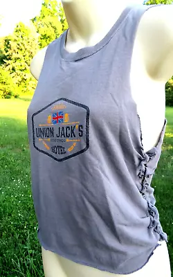 Union Jacks Hotel Diy Cut Laced Cropped T Shirt Babydoll Tank Top Punk Grunge • £14.47