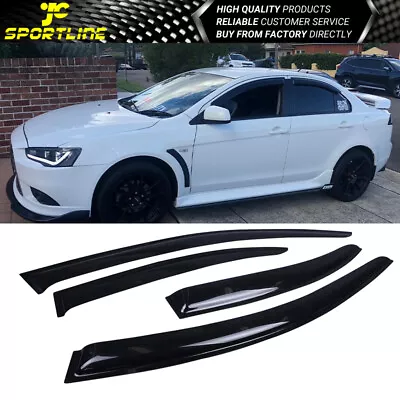 Fits 08-17 Mitsubishi Lancer Tape On Window Visors 4Pc Set Acrylic • $26.35