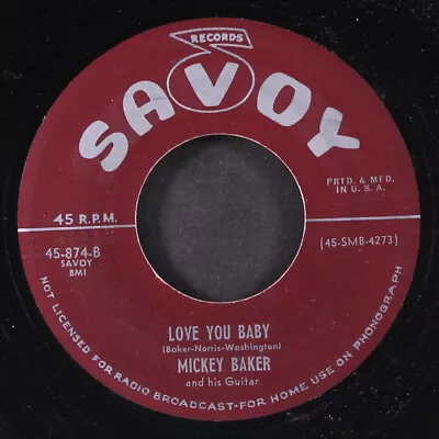 MICKEY BAKER:  Love You Baby / Oh Happy Day SAVOY 7  Single 45 RPM • $75
