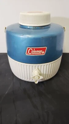 $14.99 • Buy Coleman 1 Gallon Thermos Water Jug Cooler With Cup Blue Vintage 