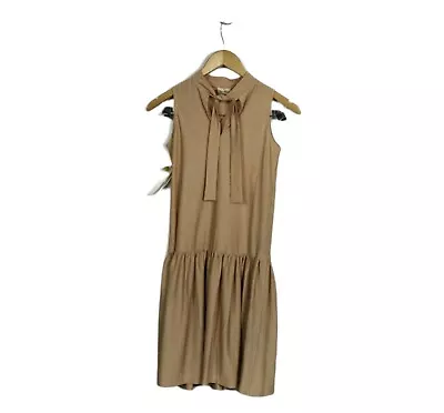 Lisa Moda Dress NWT Fits Size 8 Vintage Beige Sleeveless Drop Waist Polyester • $39.95