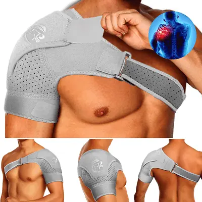 £15.59 • Buy Shoulder Brace Rotator Cuff Support Pain Relief Adjustable Belt Gray Left/Right