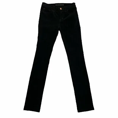 J Brand Super Skinny Velvet Pants Women's Size 25 Mid Rise Black Stretch 512F217 • $33.95