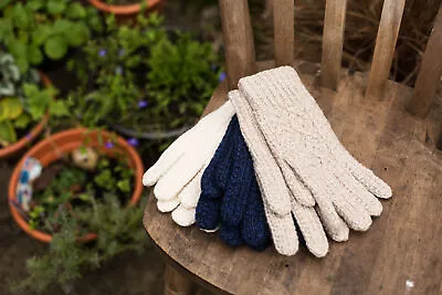 Knit Wool Gloves Handcrafted Irish Aran Knit Gloves Merino Wool Warm Soft Comfy • $27.30