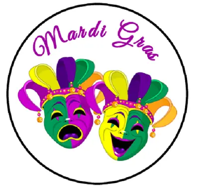 Mardi Gras Drama Sad Happy Face Label Envelope Seal Scrapbooking • $2.20