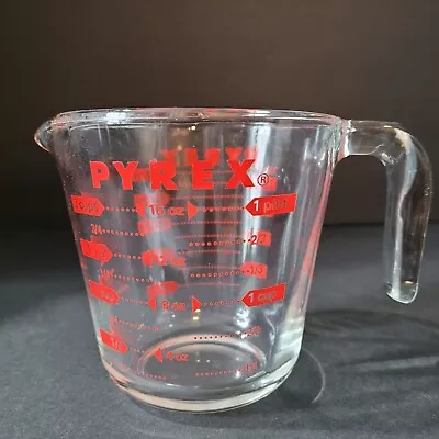 Pyrex 2 Cup 16oz/2 Cup Glass Measuring Cup With Red Lettering Open Handle VTG • $12