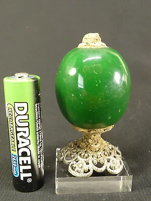 Chinese Qing Dyn. Mandarin’s Hat Finial. Green Peking Glass & Silver-Bronze  • $275