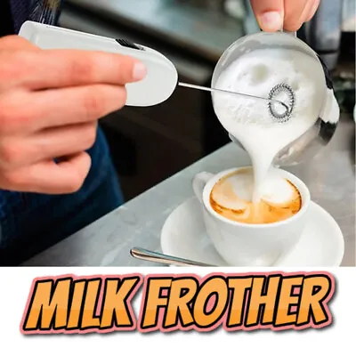 Handheld Milk Frother Electric Double Coil Whisk Cappuccino Latte Coffee Stirrer • £4.99