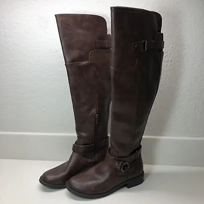 G By Guess Womens Brown Faux Leather Riding Boots Shoes Sz 5.5M - FREE SHIPPING! • $18.67