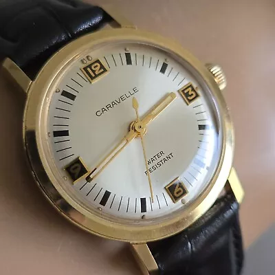 Vintage BULOVA CARAVELLE Men's Manual Winding Watch 11do 7Jewels 1974 • $105