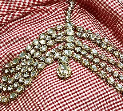 Gold Kundan Matha Patti- Kundan Maang Tikka-Ethnic Indian Bridal Fashion Jewelry • $28.95