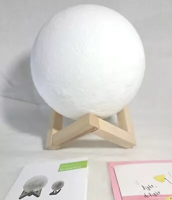 Mydethun Moon Lamp 5.9 Inch Lunar 3D Printed Lamp White W/ Wood Base USB Powered • $14.39