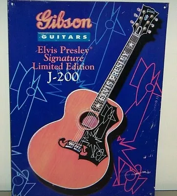 Elvis Presley Gibson J-200 Limited Guitar Tin Metal Sign Rare • $50