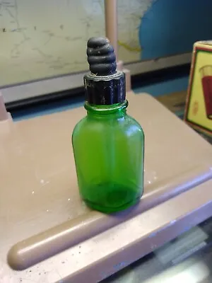 Vintage 1930’s Green Medicine Bottle - Eye Dropper With Glass And Rubber Dropper • $17.50